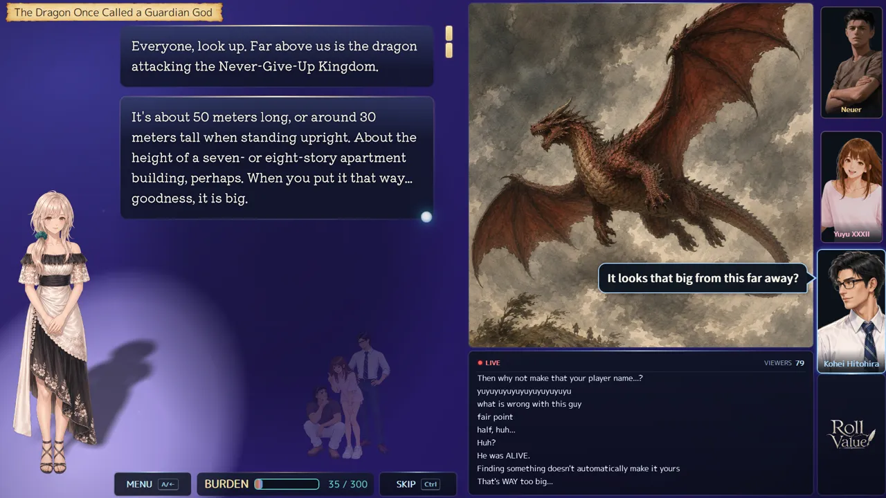 Gameplay: Mon, the game master, describes a dragon
